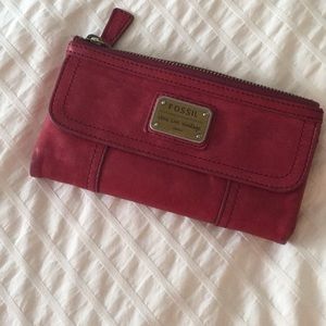 Red Leather Fossil Wallet